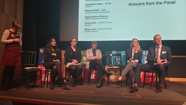 Defra’s chief digital and information officer Christopher Howes (left) with representatives from Unicef UK, UNEP, WWF and Axelos. Image: Sarah George